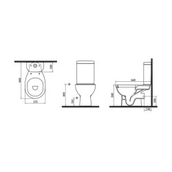 Σετ λεκάνη με καζανάκι πισωστόμιας εξόδου από λευκή πορσελάνη της σειράς Platin