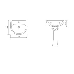 Νιπτήρας επιτοίχιος με κολόνα κατασκευασμένα από πορσελάνη σε λευκό χρώμα της σειράς Platin