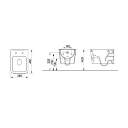 Κρεμαστή λεκάνη από πορσελάνη μοντέρνου σχεδιασμού σε λευκό χρώμα της σειράς 