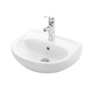 Νιπτήρας επιτοίχιας τοποθέτησης σε οβάλ σχήμα από πορσελάνη λευκού χρώματος διαστάσεων 46x37x15.5cm 