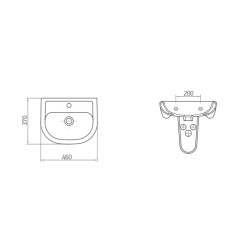 Νιπτήρας επιτοίχιας τοποθέτησης σε οβάλ σχήμα από πορσελάνη λευκού χρώματος διαστάσεων 46x37x15.5cm 