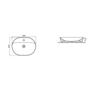 Επικαθήμενος νιπτήρας από πορσελάνη σε λευκό χρώμα διαστάσεων 60x45x11,5cm 