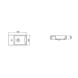 Κρεμαστός νιπτήρας από πορσελάνη σε λευκό χρώμα διαστάσεων 45x26x10cm 