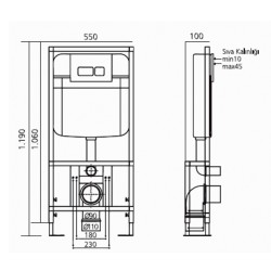 Καζανάκι εντοιχισμού κατάλληλο για κρεμαστές λεκάνες