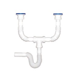 Διπλό εύκαμπτο σιφώνι νιπτήρος 1 1/2  με σπιράλ και βαλβίδα Φ40 SFN18