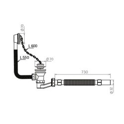 Σιφώνι με βαλβίδα μπανιέρας για υπερχείλιση Φ32/Φ40/Φ50 TRB02