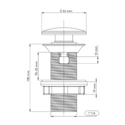 Βαλβίδα νιπτήρος pop-up 1 1/4 με υπερχείλιση ατσάλινο καπάκι ABS
