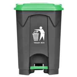 Πλαστικός κάδος απορριμμάτων 68lt σε ανθρακί χρώμα με καπάκι πράσινο και πεντάλ HACCP