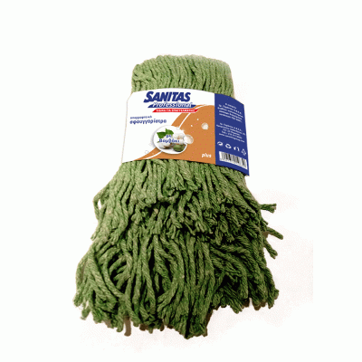 Σφουγγαρίστρα επαγγελματική με νήμα Cotton πράσινη σειρά Regular SANITAS PRO