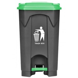 Kάδος απορριμμάτων HACCP πλαστικός 87lt με πράσινο καπάκι και πεντάλ