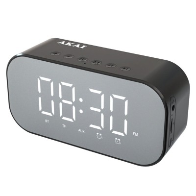 Ξυπνητήρι και ηχείο Bluetooth με Aux-In micro SD και FM – 3 W RMS Akai ABTS-C5 σε μαύρο χρώμα