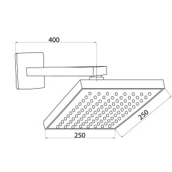 Κώδωνας ντους τετράγωνος 25x25 επιτοίχιας τοποθέτησης με αγκώνα 40cm ADS13