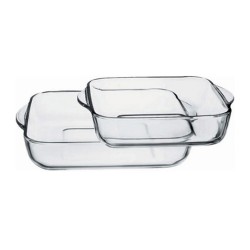 Ταψιά πυρίμαχα σε σετ των 2 τεμαχίων διάφανα διαστάσεων 25.5x22 & 32x28 BORCAM