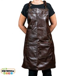 Ποδιά barista χειροποίητη ολόσωμη από δερματίνη με μεγάλες τσέπες και εσωτερική επένδυση 81x64 Ελληνικής κατασκευής