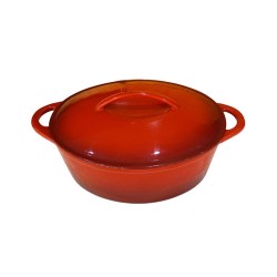 Γάστρα από μαντέμι και επίστρωση εμαγιέ σε κόκκινο χρώμα διαστάσεων 33x27x12m