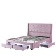 Κρεβάτι διπλό ANNONA βελούδο σε ανοιχτό ροζ  κατάλληλο για στρώμα 160x200cm