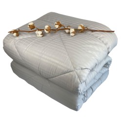 Πάπλωμα μονό σατέν ριγέ "Light Grey" με γέμιση πολυεστερική ψημένη βάτα 350gr διαστάσεων 160x240cm