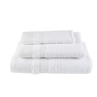 Πετσέτα χεριών λευκή 30x50cm με μπορντούρα στο τελείωμα 100%βαμβάκι πεννιέ βάρους 550gr/m2