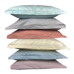 Σετ μαξιλαροθήκες Oxford πεννιέ 100% βαμβάκι διαστάσεων 52x72cm +4cm σε κίτρινο χρώμα