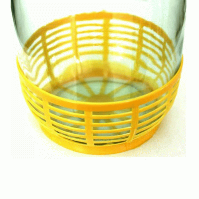 Καλαθάκι ψαθάκι πλαστικό σε κίτρινο χρώμα για γυάλινη νταμιτζάνα