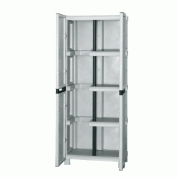 Ντουλάπα πλαστική δίφυλλη σε χρώμα γκρι διαστάσεων 70x40x172cm με 3 ράφια