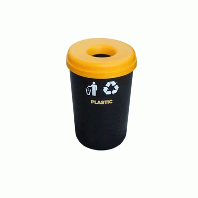 Κάδος ανακύκλωσης χωρητικότητας 60lt με άνοιγμα στο καπάκι Ν.316 σε κίτρινο χρώμα για πλαστικό
