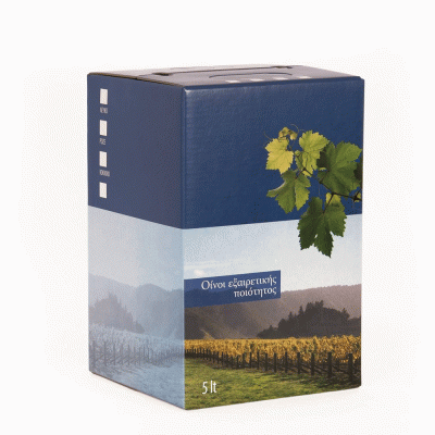 Χαρτοκιβώτιο για ασκό κρασιού χωρητικότητας 5lt σε χρώμα μπλε 