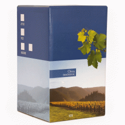 Χαρτοκιβώτιο ασκού χωρητικότητας 10lt σε χρώμα μπλε ιδανικό για κρασί διαστάσεων 19x19x32cm