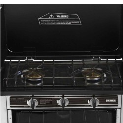 Φουρνάκι υγραερίου ανοξείδωτο με δύο εστίες και φούρνο με διπλό τζάμι