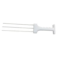 Ανοξείδωτη τρίαινα τρυπήματος κατάλληλη για σουβλακομηχανή με λαβή σε λευκό χρώμα