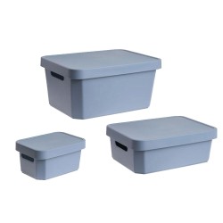 Κουτί Cave χωρητικότητας 17lt με καπάκι και χερούλια σε χρώμα μπλε διαστάσεων 36x27.5x21.5cm