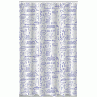 Κουρτίνα μπάνιου ύφασμα Shower λευκή με μπλε σχέδια διαστάσεων 180xY200cm