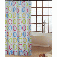 Κουρτίνα μπάνιου ύφασμα Circles λευκή με χρωματιστου΄ς κύκλους διαστάσεων 180xΥ200cm