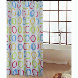 Κουρτίνα μπάνιου ύφασμα Circles λευκή με χρωματιστου΄ς κύκλους διαστάσεων 180xΥ200cm