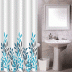 Κουρτίνα μπάνιου υφασμάτινη διαστάσεων 180xΥ200cm σε χρώμα λευκό με μπλε λουλούδια