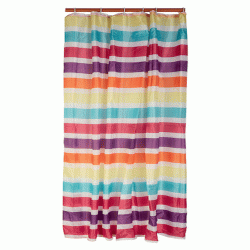 Κουρτίνα μπάνιου ύφασμα Stripes λευκή με χρωματιστές γραμμές διαστάσεων 180xY200cm