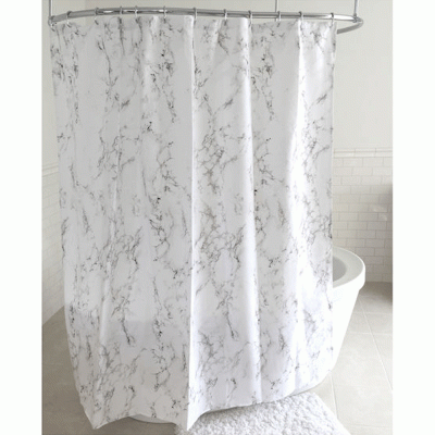 Κουρτίνα μπάνιου ύφασμα σε χρώμα λευκό με σχέδιο μάρμαρο διαστάσεων 180x200cm