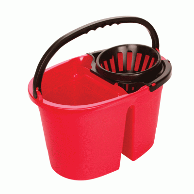 Κουβάς με στίφτη και ροδάκια πλαστικός χωρητικότητας 16lt κόκκινος