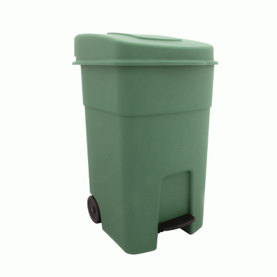 Πλαστικός κάδος απορριμμάτων τροχήλατος με πεντάλ 80lt σε χρώμα πράσινο