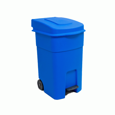 Πλαστικός κάδος απορριμμάτων τροχήλατος με πεντάλ 80lt σε χρώμα μπλε