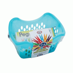 Μανταλοθήκη γαλάζια οβάλ με μανταλάκια πλαστικά 24 τεμάχια