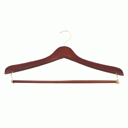 Κρεμάστρα ξύλινη λούστρο καφέ σκούρο με χρυσή βέργα