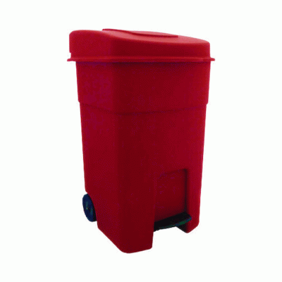 Πλαστικός κάδος απορριμμάτων τροχήλατος με πεντάλ 80lt σε χρώμα κόκκινο