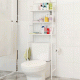 Ραφιέρα τακτοποίησης WC σε λευκό χρώμα διαστάσεων 50x25x155cm με 3 πλαστικά άγκιστρα και θέση για κρέμαση χαρτιού υγείας