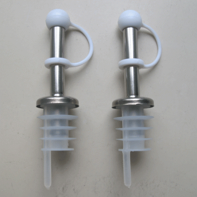 Πώμα για μπουκάλια inox συνεχούς ροής με λευκό πλαστικό καπάκι σετ 2 τεμαχίων