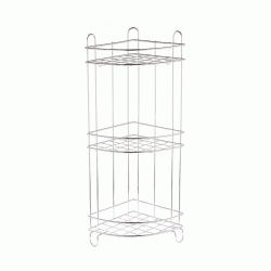 Γωνιακή επιτοίχια ραφιέρα μπάνιου μεταλλική με 3 ράφια διαστάσεων 20x20x60cm