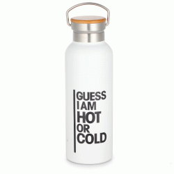 Θερμός Guess με ξύλινο καπάκι χωρητικότητας 500ml σε χρώμα λευκό