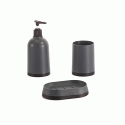 Easy bath σετ αξεσουάρ μπάνιου πλαστικό σε χρώμα γκρι 3 τεμαχίων