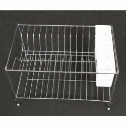 Πιατοθήκη διώροφη νίκελ με κουταλοθήκη σε χρώμα ασημί διαστάσεων 40x24x24cm