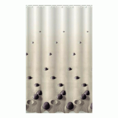 Κουρτίνα μπάνιου ύφασμα Sand λευκή με σχέδια διαστάσεων 240xΥ180cm